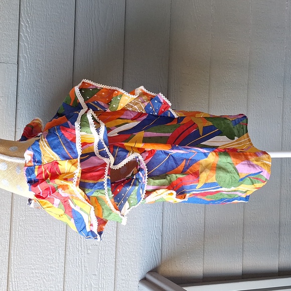 NWT Tropical Palm Leaf Print Plus Size 1X Puff Sleeve Boho Peasant Blouse *read* - Picture 4 of 11